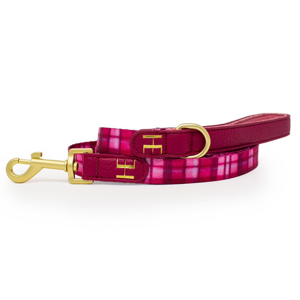 Rose Berry Plaid - Adjustable Dog Harness (XXS-XS)