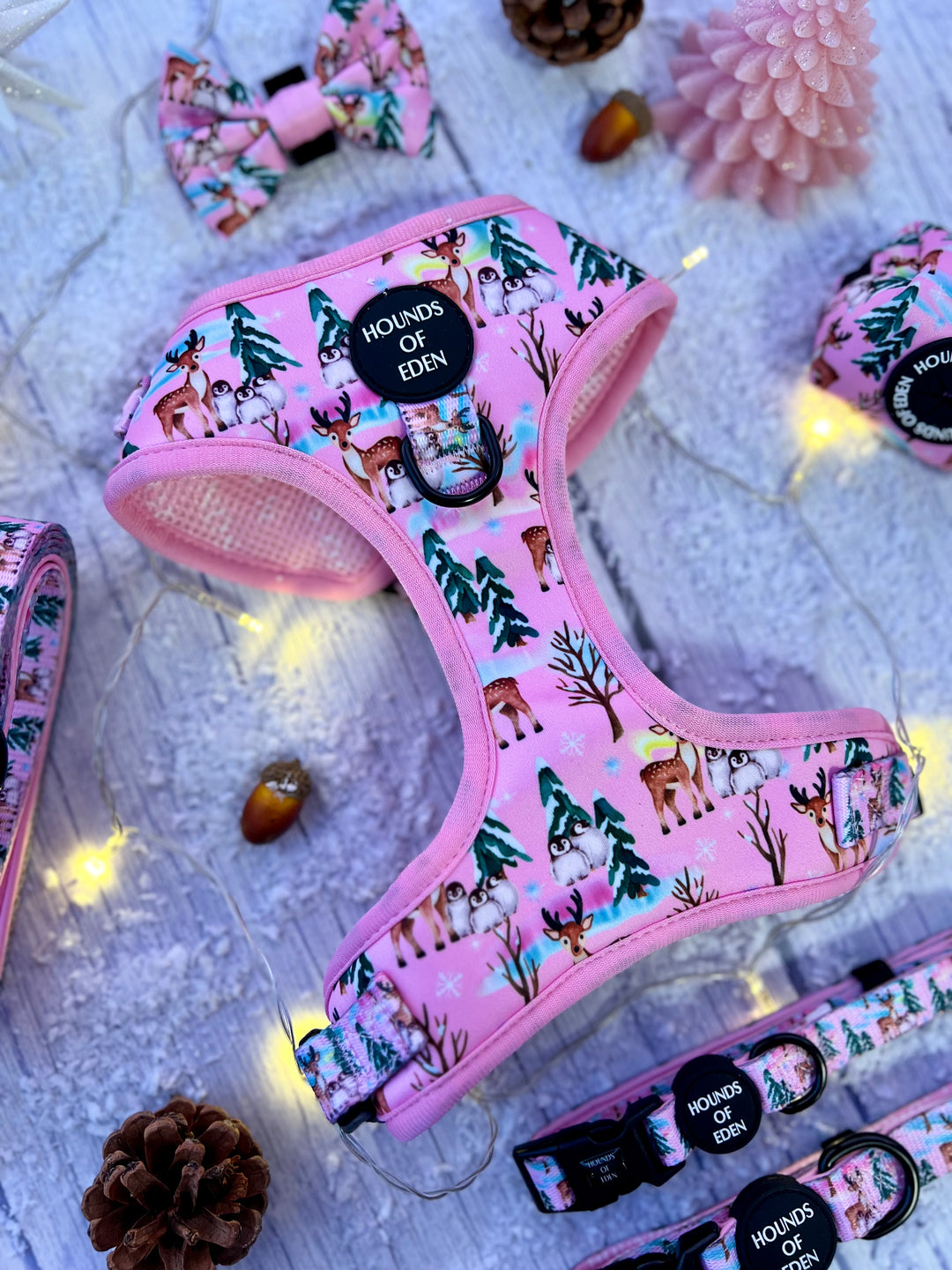 Aurora Nights - Pink Penguin Design Dog Harness