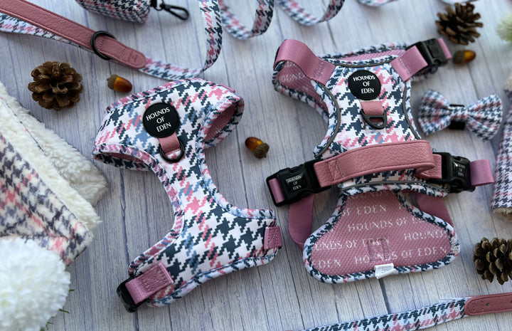 Pink Houndstooth Design Dog Bow Tie