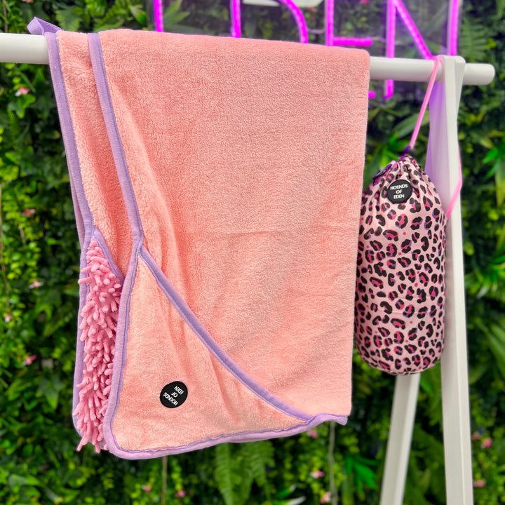 Blushing Leopard - Dog Towel + Carry Bag