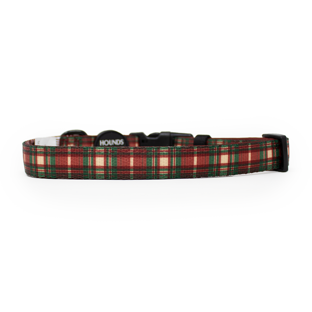 Tartan Me Up - Hundehalsband mit rotem und cremefarbenem Schottenmuster