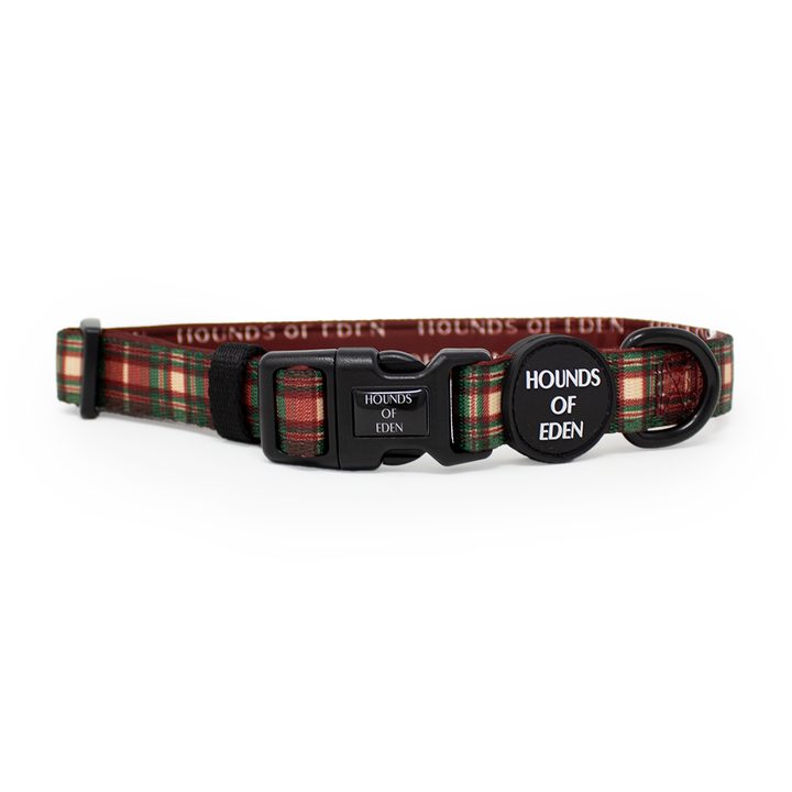 Tartan Me Up - Hundehalsband mit rotem und cremefarbenem Schottenmuster