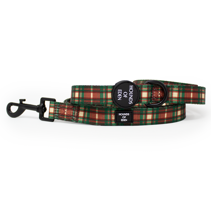 Tartan Me Up - Hundehalsband mit rotem und cremefarbenem Schottenmuster