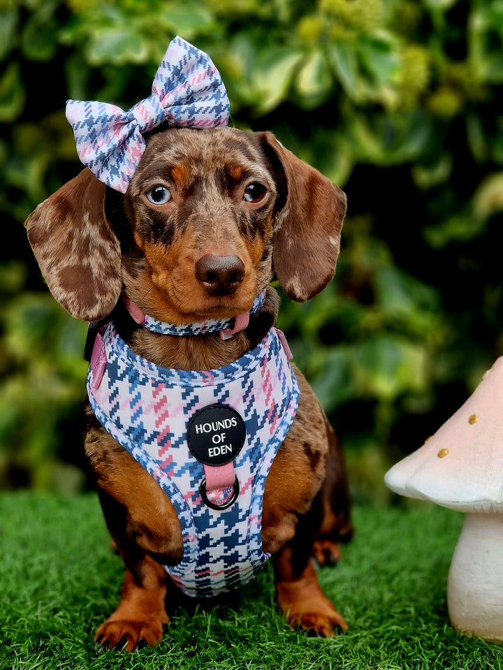 Pink Houndstooth Design Dog Bow Tie