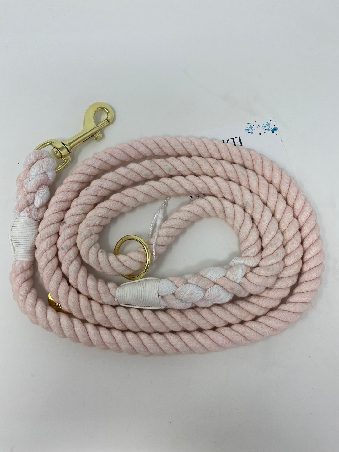 Outlet- PURE PEONY PINK COTTON ROPE LEAD - GOLD HARDWARE - 0084