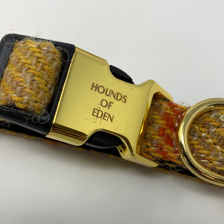 OUTLET-EXTRA KLEINES HUNDEHALSBAND AUS HARRIS-TWEED „HONEY“-0126